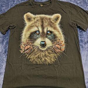 Black Raccoon Graphic Short Sleeve Tee